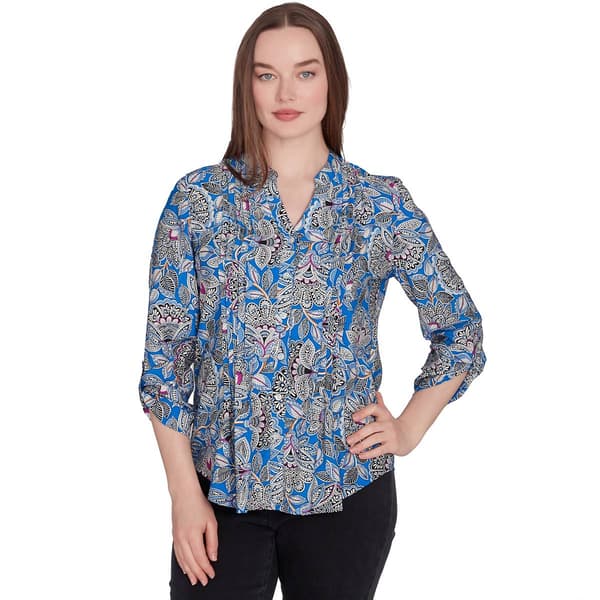 Womens Ruby Rd. Button Front Stand Collar Silky Blouse - Boscov's