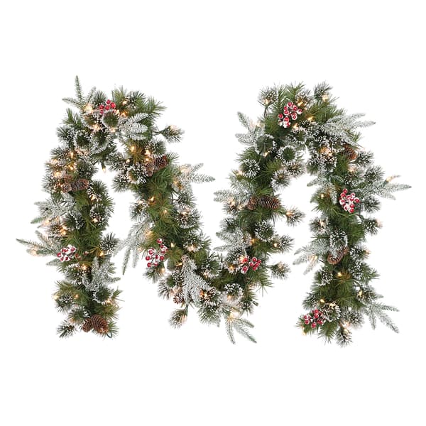 Puleo International Pre-Lit 9ft. Decorated Christmas Garland