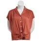 Womens New York Laundry Solid Short Sleeve Twist Front blouse - image 1