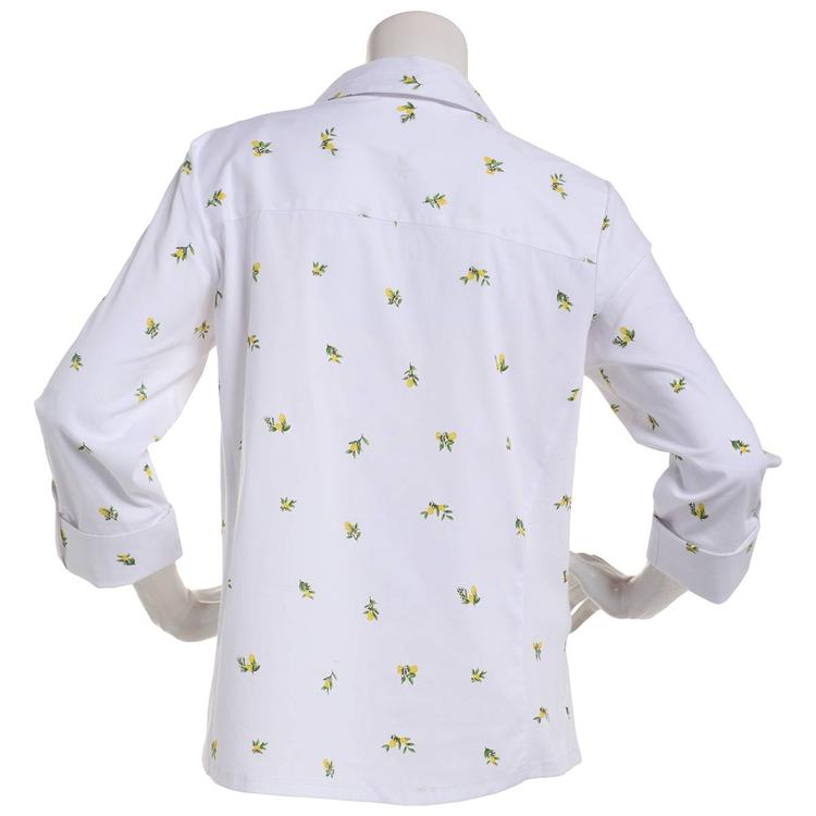 Womens Emily Daniels 3/4 Sleeve Lemon Casual Button Down