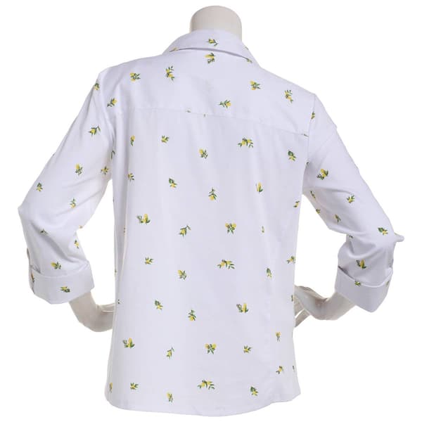 Womens Emily Daniels 3/4 Sleeve Lemon Casual Button Down