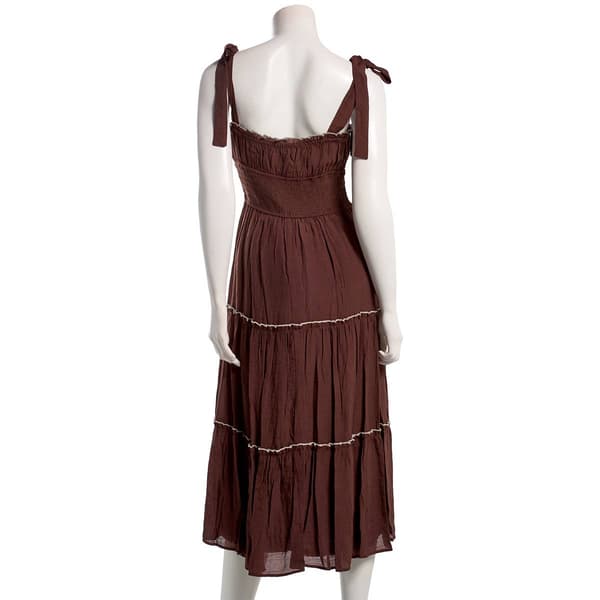 Juniors Trixxi Tie Shoulder Top Stitch Midi Dress