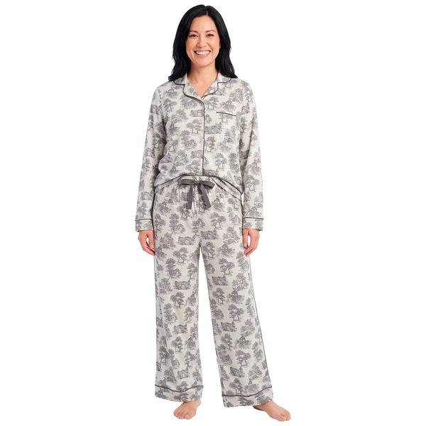 Womens René Rofé® Long Sleeve Scenic Notch Collar Pajama Set