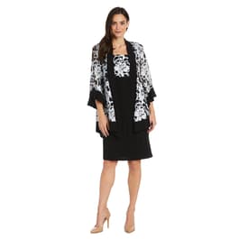 Womens R&M Richards Floral Sequin Jacket Dress