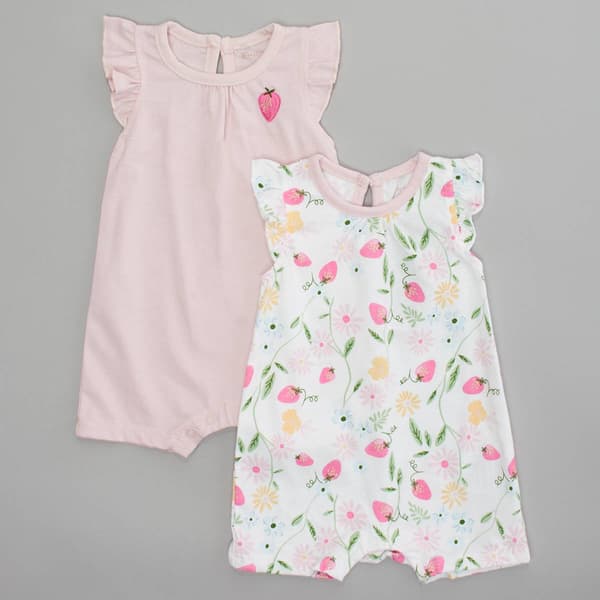 Baby Girl &#40;NB-9M&#41; Chick Pea&#40;R&#41; 2pk. Strawberry & Solid Rompers - image 