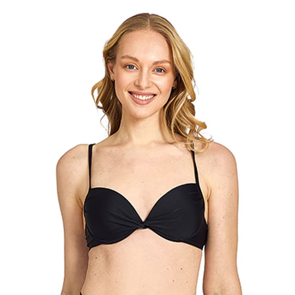Juniors Cyn & Luca Solid Pearl Twist Front Push Up Swim Top