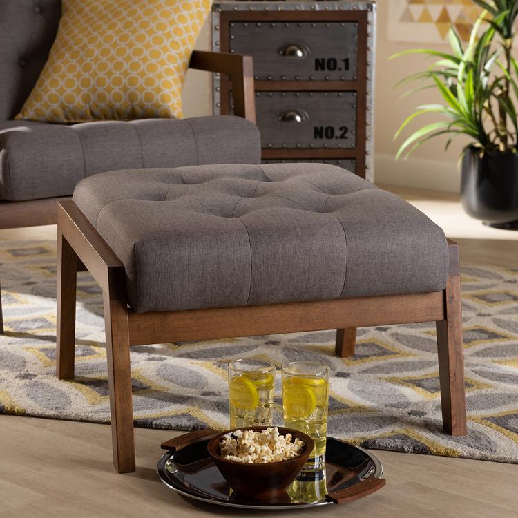 Baxton Studio Naeva Mid-Century Wood Footstool