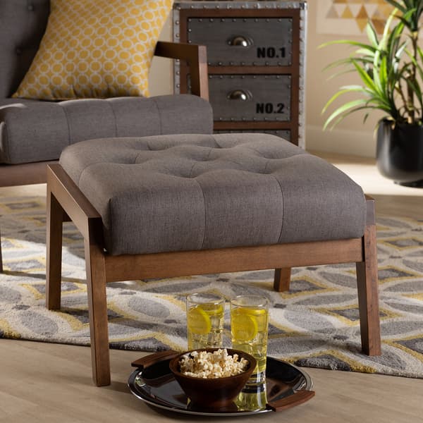 Baxton Studio Naeva Mid-Century Wood Footstool