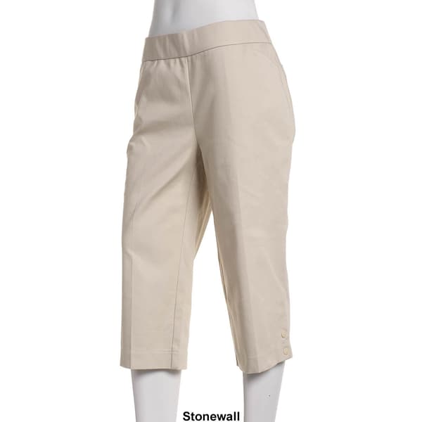Petite Napa Valley Solid Cotton Super Stretch Snap Hem Capris