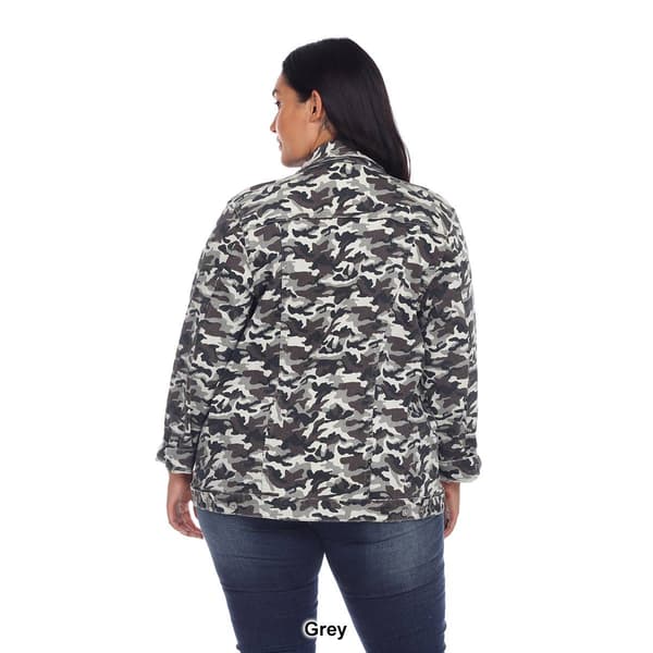 Plus Size White Mark Camo Denim Jacket