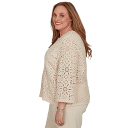 Plus Size Alfred Dunner Camden Market Floral Crochet Blouse