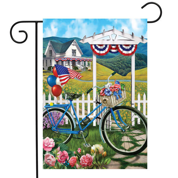 Briarwood Lane Patriotic Bicycle Garden Flag - image 