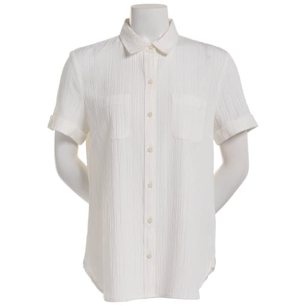 Womens Nautica Jeans Solid Dobby Camp Casual Button Down