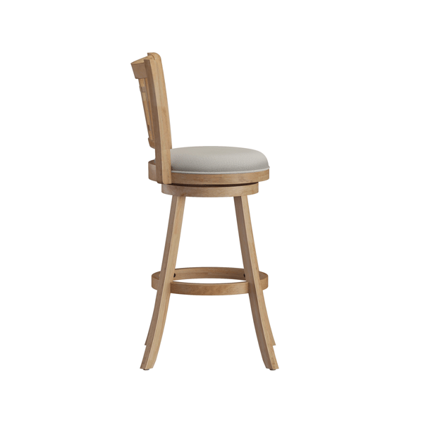 HH2 Home Fairfox Natural Wood Bar Height Swivel Stool