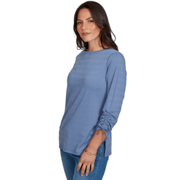 Petite Ruby Rd. Romance On The Ranch Ruch Sleeve Blouse