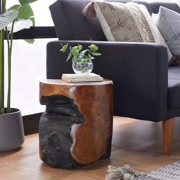9th & Pike® Brown Reclaimed Wood Natural Footstool