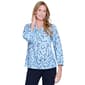 Petite Multiples 3/4 Sleeve Ruffle V Neck Scatter Dot Blouse - image 1