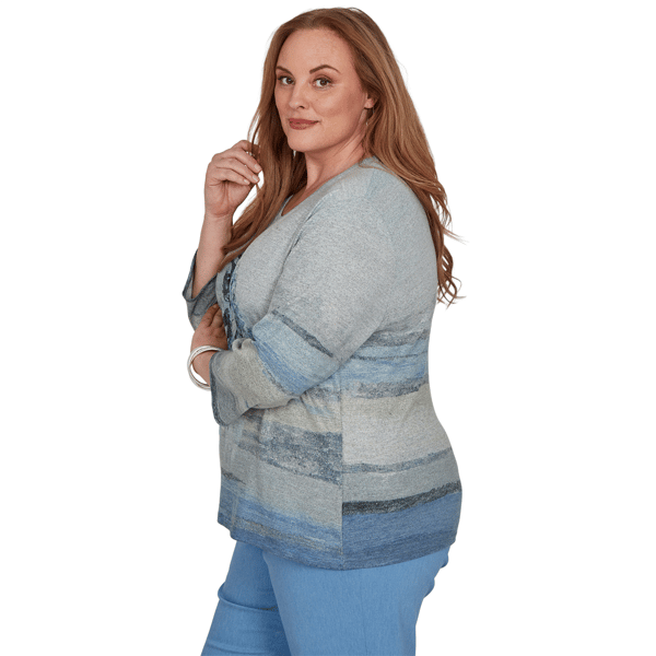 Plus Size Alfred Dunner Provence 3/4 Sleeve Watercolor Floral Tee