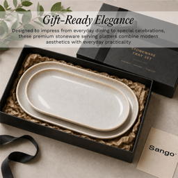 Sango Anderson Cream Large Stoneware Serving Platters - Set of 2
