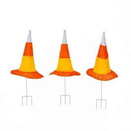National Tree Candy Corn Witchs Hat Garden Stakes - Set of 3