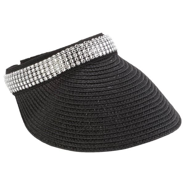 Womens Madd Hatter Straw Clip Visor Metallic Band