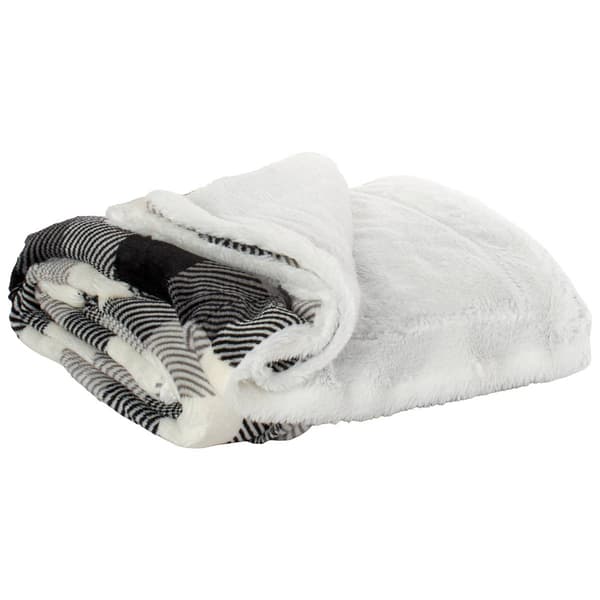London Fog Jake Plaid Fur Throw - image 