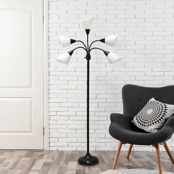 Simple Designs Multi Head Five Light Medusa Gooseneck Floor Lamp