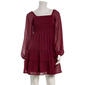 Juniors Jolt Long Sleeve Textured Chiffon Skater Dress - image 1