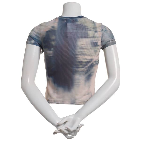 Juniors Madden Girl Short Sleeve Print Butterfly Stud Mesh Top