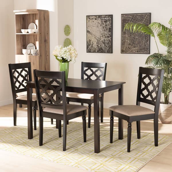Baxton Studio Ramiro Sand/Dark Brown Wood 5pc. Dining Set