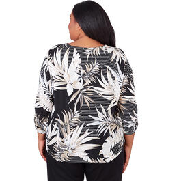 Plus Size Alfred Dunner Opposites Attract Knit Leaves Blouse