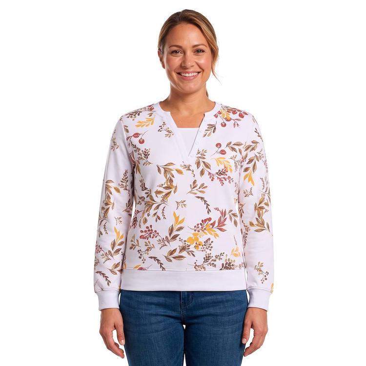 Petite Emily Daniels Long Sleeve Leaf Two In One Sweatshirt