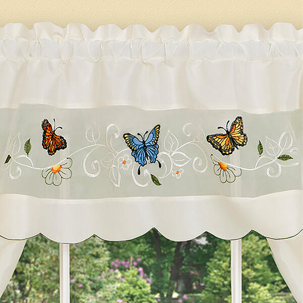 Achim Daisy Meadow Embellished Cottage Kitchen Curtain Set