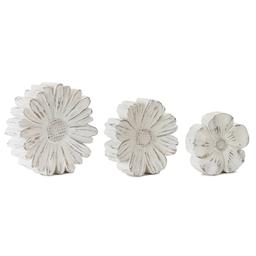 Melrose White Washed Stone Flower Decor - Set of 3