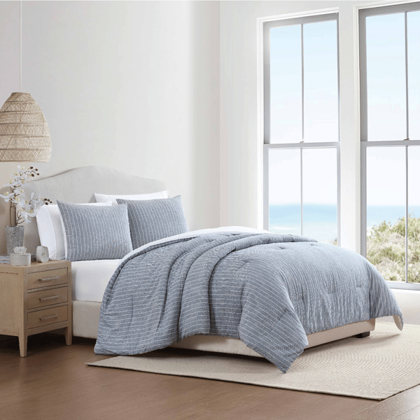 Palm Aire Jackson 3pc. Light Blue Stripe Cotton Comforter Set