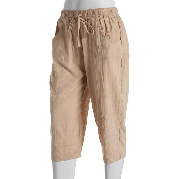 Petite Jeno Neuman Cotton Tie Front Crinkle Capri Pants - image 