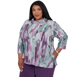 Plus Size Alfred Dunner Vail Floral Brushstroke Cowl Neck Blouse