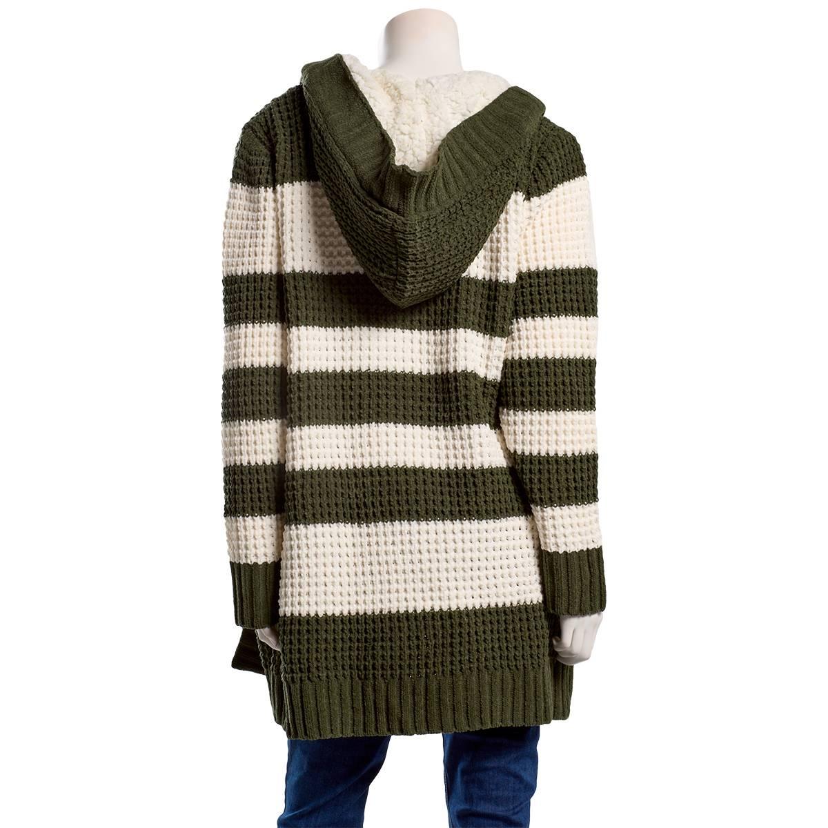 Juniors Plus Madden Girl Sherpa Fur Lined Hoodie Waffle Cardigan