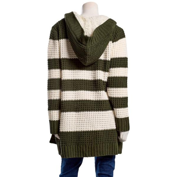 Juniors Plus Madden Girl Sherpa Fur Lined Hoodie Waffle Cardigan