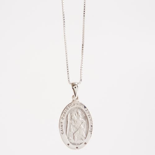 Sterling Silver Saint Christopher Medal Necklace