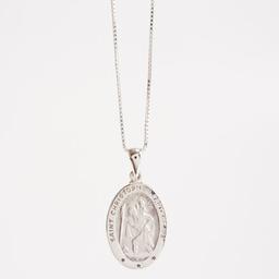 Sterling Silver Saint Christopher Medal Necklace