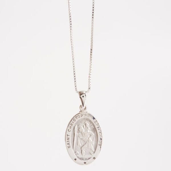Sterling Silver Saint Christopher Medal Necklace - image 