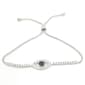 Silver Plated Cubic Zirconia Evil Eye Adjustable Bracelet - image 1