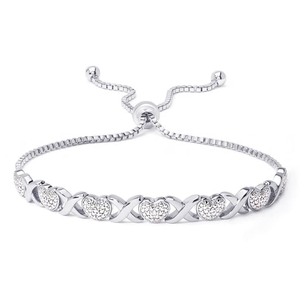 Accents by Gianni Argento Diamond Accent X & Heart Bracelet - image 