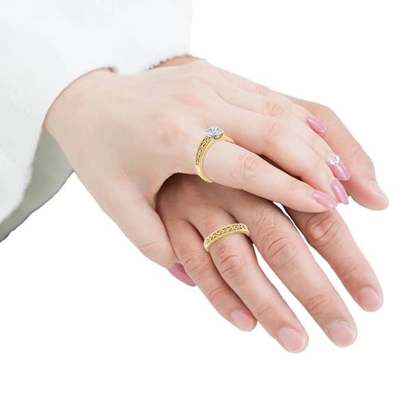 Haus of Brilliance 14kt. Gold 1/5ctw. Diamond Scroll Bridal Set