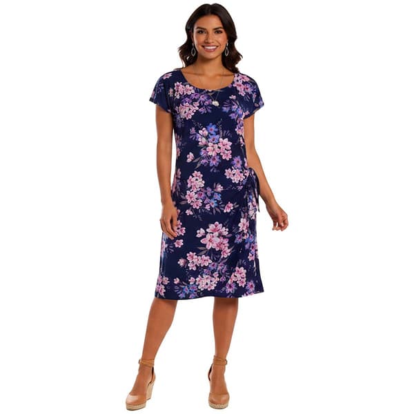 Womens Connected Apparel Short Sleeve Floral Sarong Wrap Dress