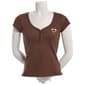 Juniors Madden Girl Cap Sleeve Plush Waffle Henley Top - Chestnut - image 2