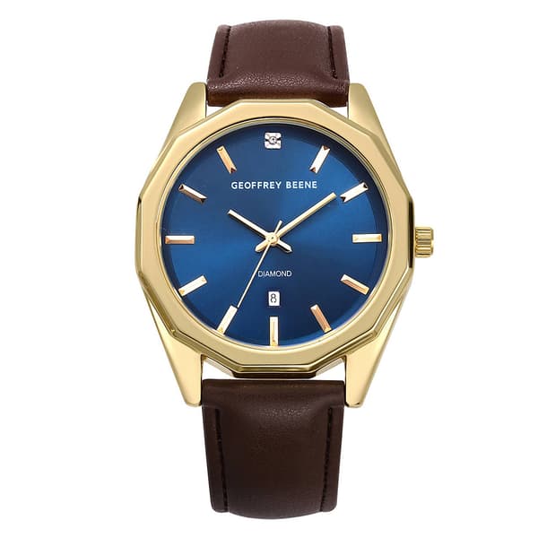 Mens Geoffrey Beene(R) 43mm Brown Strap Watch - GBA0024GD - image 