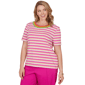 Plus Size Ruby Rd. Hothouse Florals Crochet Neck Stripe Tee - image 3