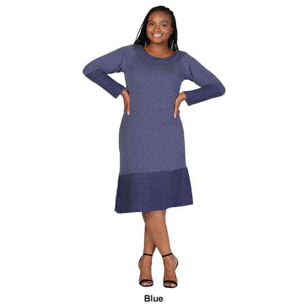 Plus Size 24/7 Comfort Apparel Long Sleeve Sweater Dress